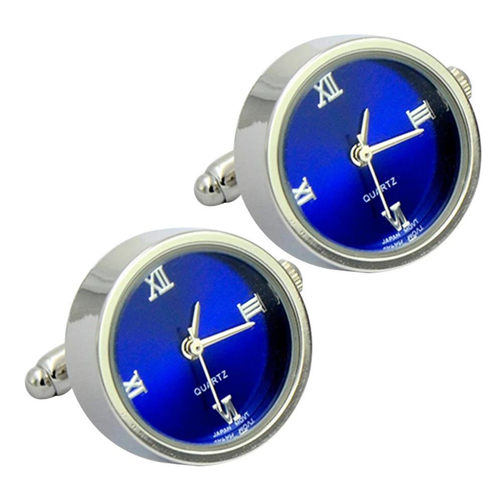 

Luxury blue movement cufflinks for mens shirt watch cuff links cuff elegant fashion bullet cufflink business party daily use