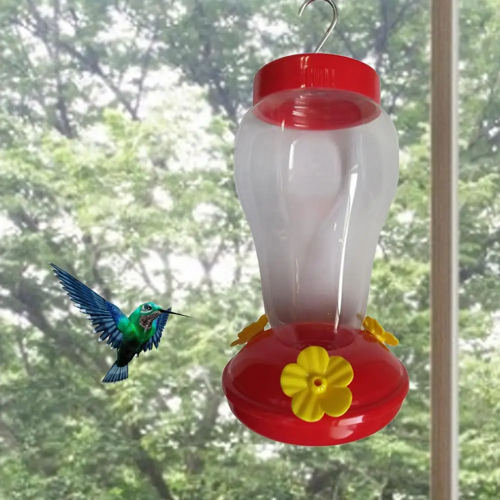 Plastics Bird Water Feeder Bottle Hanging Hummingbird Feeder Garden Outdoor Plastic Flower Iron Hook Bird Feeder Quick Delivery