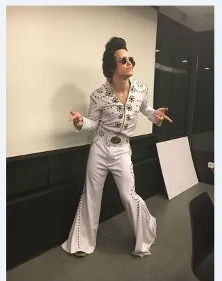 Мужской костюм для косплея Elvis Presley ручной работы на Хэллоуин певицы бальных