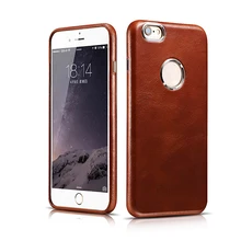 ICARER Бизнес Стиль Ретро из натуральной кожи полый логотип полный Чехол для iPhone 6 6s Plus 5,5''