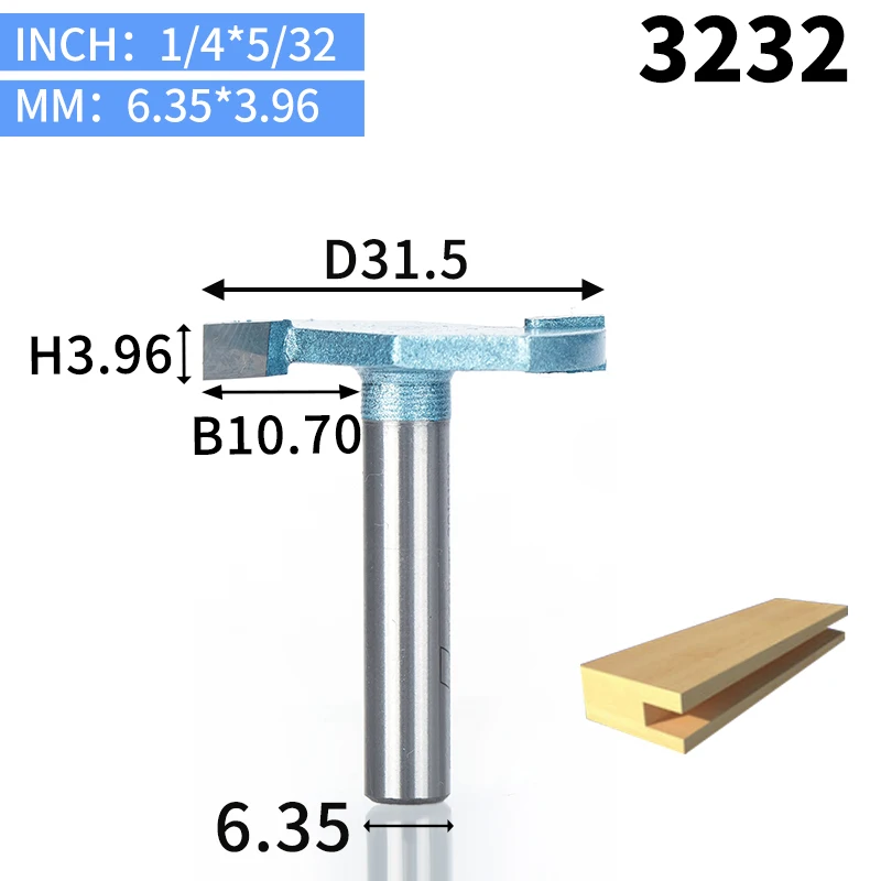 HUHAO 1 шт. 1/" хвостовик Т-образный долбежный резак деревообрабатывающий инструмент фрезы для дерева промышленного класса Концевая фреза - Длина режущей кромки: 3232