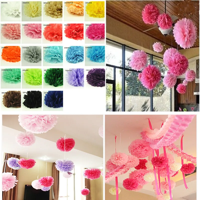 Funpa Tissue Pom Poms Paper Tissue Flower Decorative Diy Flower