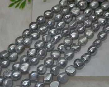 

Lots 10 strands AA+ 9-10mm luster grey baroque freshwater pearl loose beads 14.5"