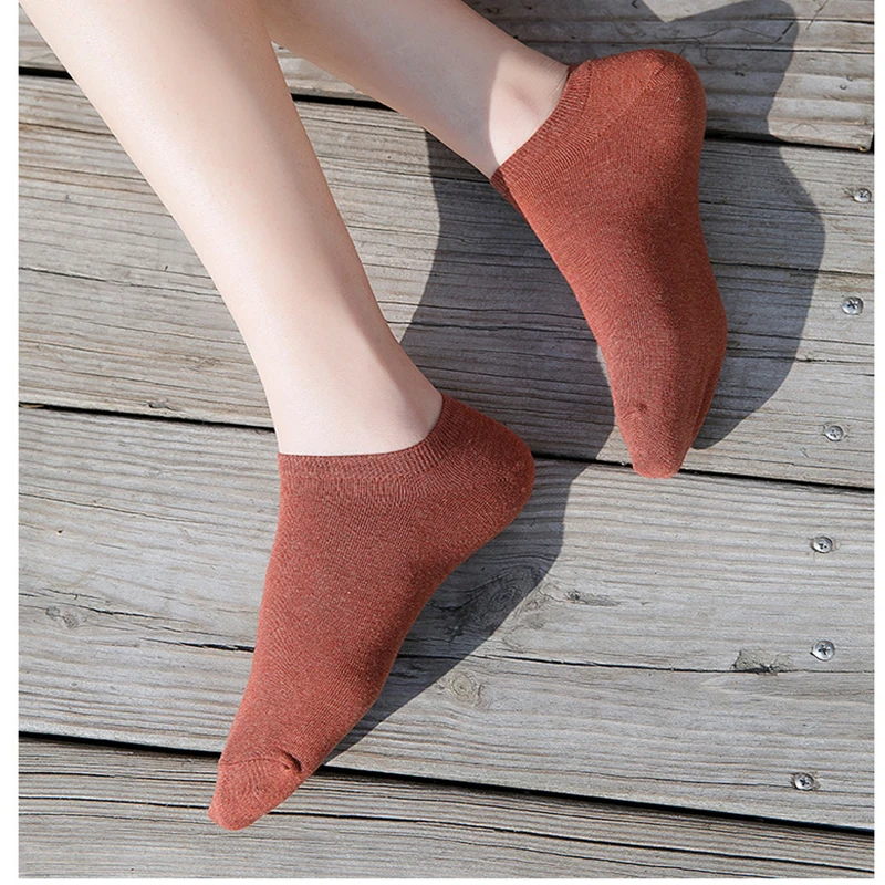 

5 Pairs/Set no show socks non-slip cotton solid invisible boat socks slippers women colored women loafer socks