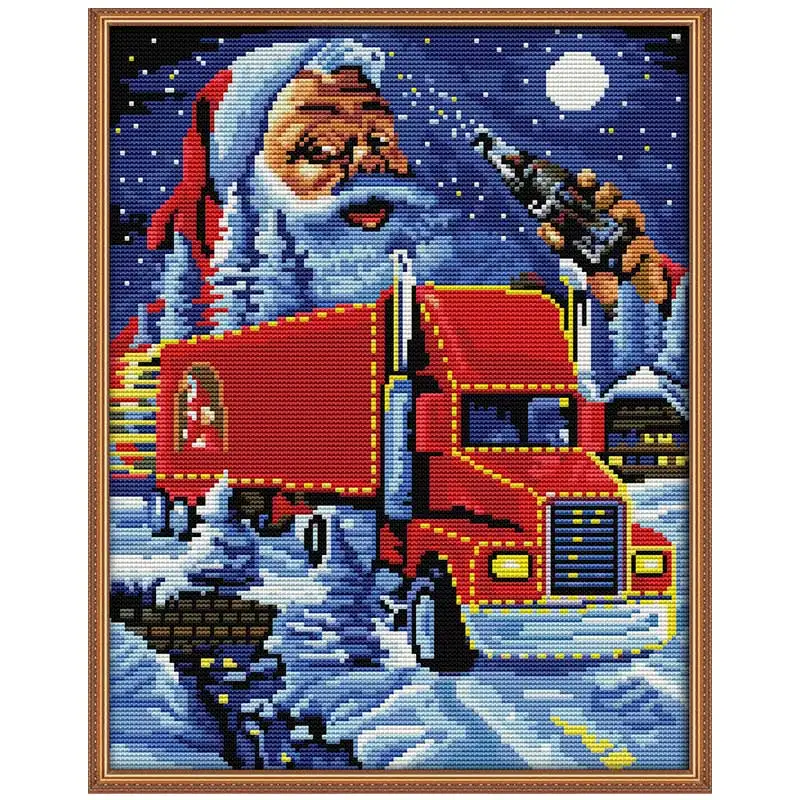 

oneroom Christmas truck counted Cross Stitch Cross Stitch Set Wholesale DIY Cross-stitch Kit Embroidery Needlework C981