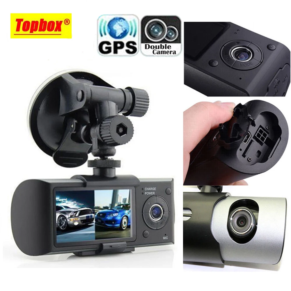  Dual Camera Car DVR R300 with GPS and 3D G-Sensor 2.7" TFT LCD X3000  Cam Video Camcorder Cycle Recording Digital Zoom 