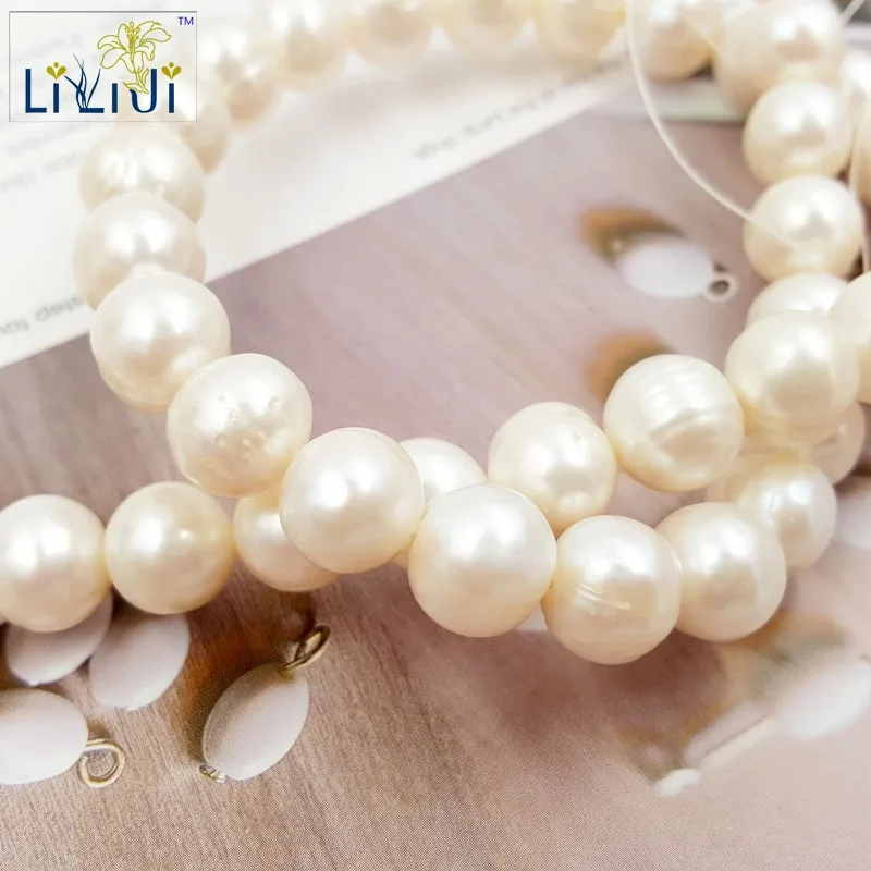 Lii Ji Натуральный 5 цветов можно выбрать пресноводные жемчужные бусины 11-12 мм круглой формы для браслета DIY necklaceоколо 39 см