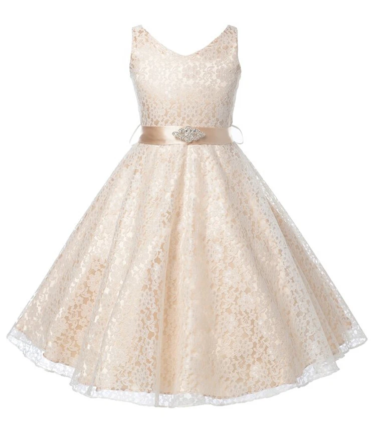 2017 New Kids Wedding Bridesmaid Girl font b Dresses b font Summer Sleeveless Princess Lace font