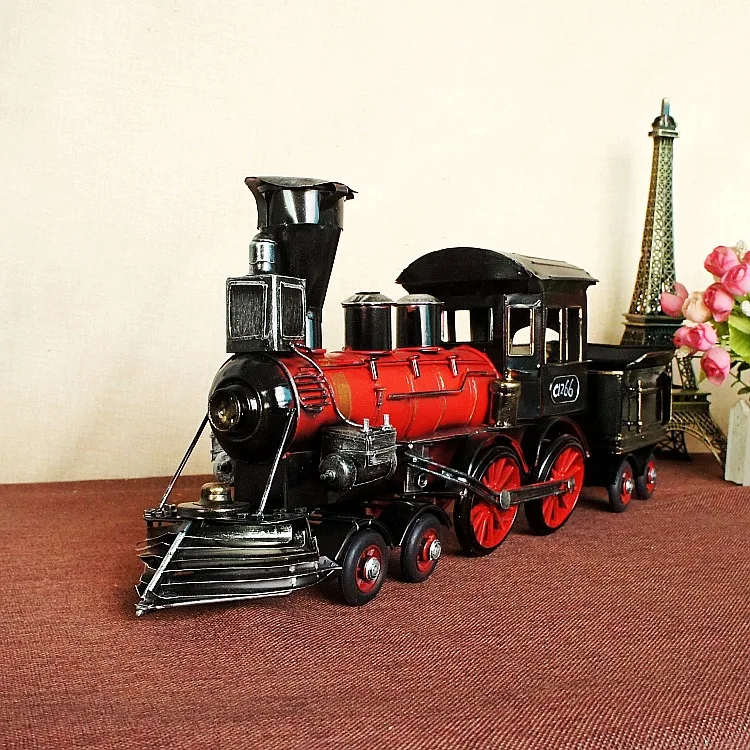 Handmade Retro Iron 1829 steam train Model Ornaments Vintage Metal