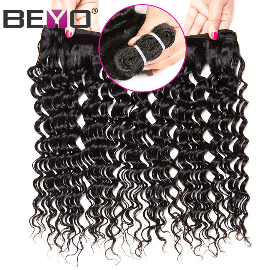 Глубокая волна пучки волос перуанские волосы для наращивания пучки человеческих волос пучки 10-28 ''Beyo Non-remy волосы можно купить 3 или 4 пучка