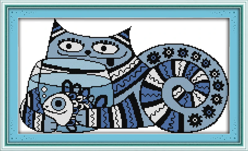 

Greedy cat DMC China Cross Stitch In 11CT 14CT Diy Needlework Counted Cotton Cross stitch Kits for Embroidery Cross Crafts Free