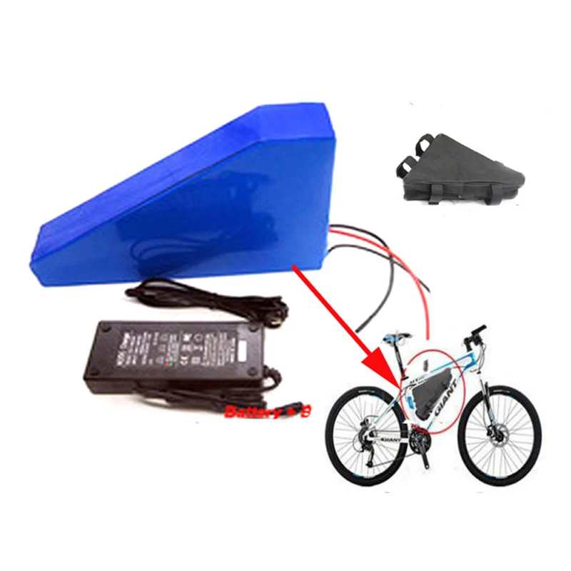 Discount 36v 1000w triangle e-bike battery 36v 40ah lithium ion battery pack  with 30A BMS ,Charger For Panasonic cell 3