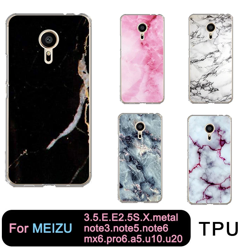 

TPU Clear For Meilan MX6 pro6 u10 u20 E2 m3 M5 M5s metal note3 Coloful Soft Marble Case Free shipping