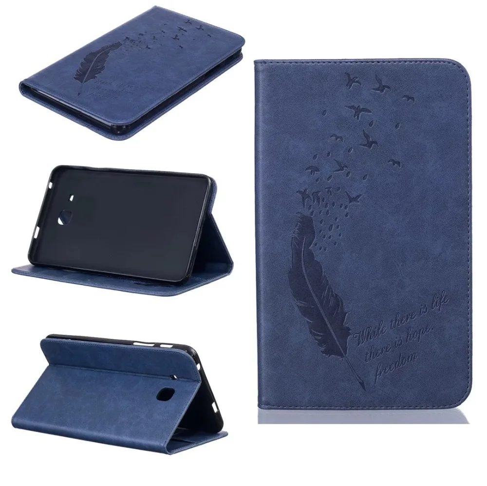 

Luxury 3D Relief Feather Bird Leather Stand Case Card Holder Flip Folio Wallet Case Cover For Galaxy Tab J 7.0 T285DY T280 T285