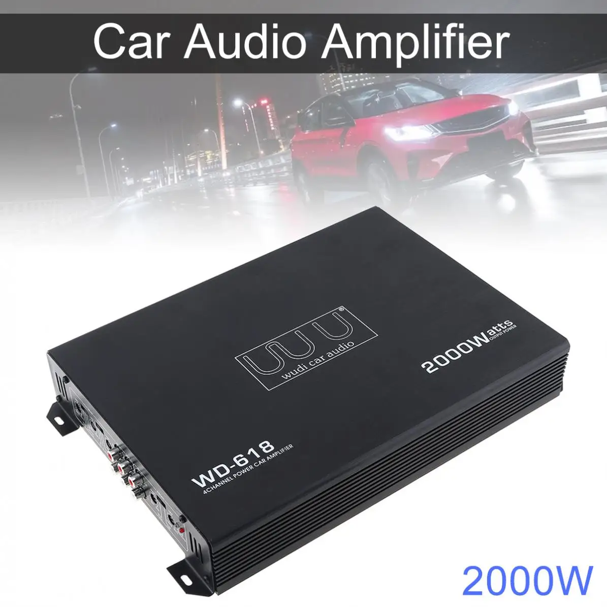 

2000W Class AB Digital 4 Channel Black Aluminum Alloy High Power Car Stereo Amplifiers for Car
