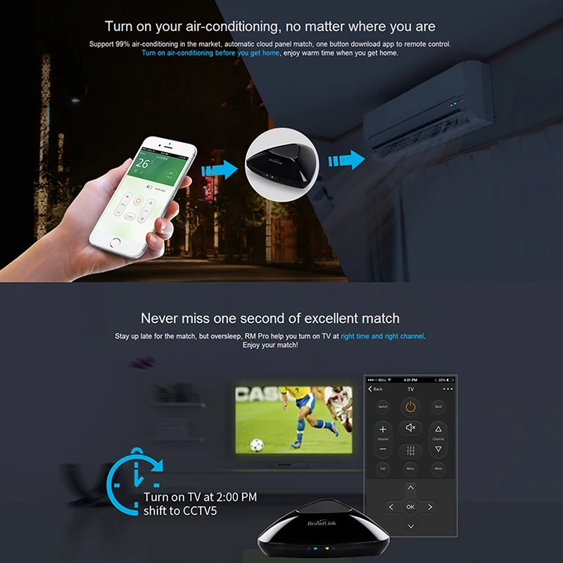 Универсальный пульт дистанционного управления Broadlink RM PRO+ WiFi IR RF+ SP Mini3 Smart WiFi розетка+ настенный светильник TC2+ комплект сигнализации S1C