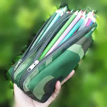 camouflage pencil case for boys,cute school pencil box for kids students,waterproof large double zipper pen bag green gray