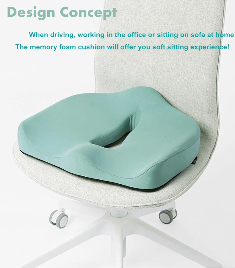 Coccyx Memory Foam Chair Orthopedic Pillow Office Seat Pad Hemorrhoid Treat Car Seat Big Cushion Almohada-i (3)