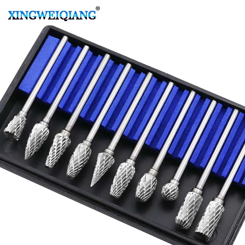 

10Pcs 20Pcs 1/8" Shank Tungsten Carbide Milling Cutter Rotary brocas com escareador hss steel cone drill set diamond drill 3x6mm