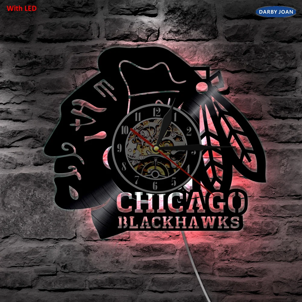 Светодиодный виниловый светильник Chicago Blackhawks для хоккея, изменяющий цвет, настенный светильник с пультом дистанционного управления, светодиодный светильник с подсветкой LP для прохладной гостиной