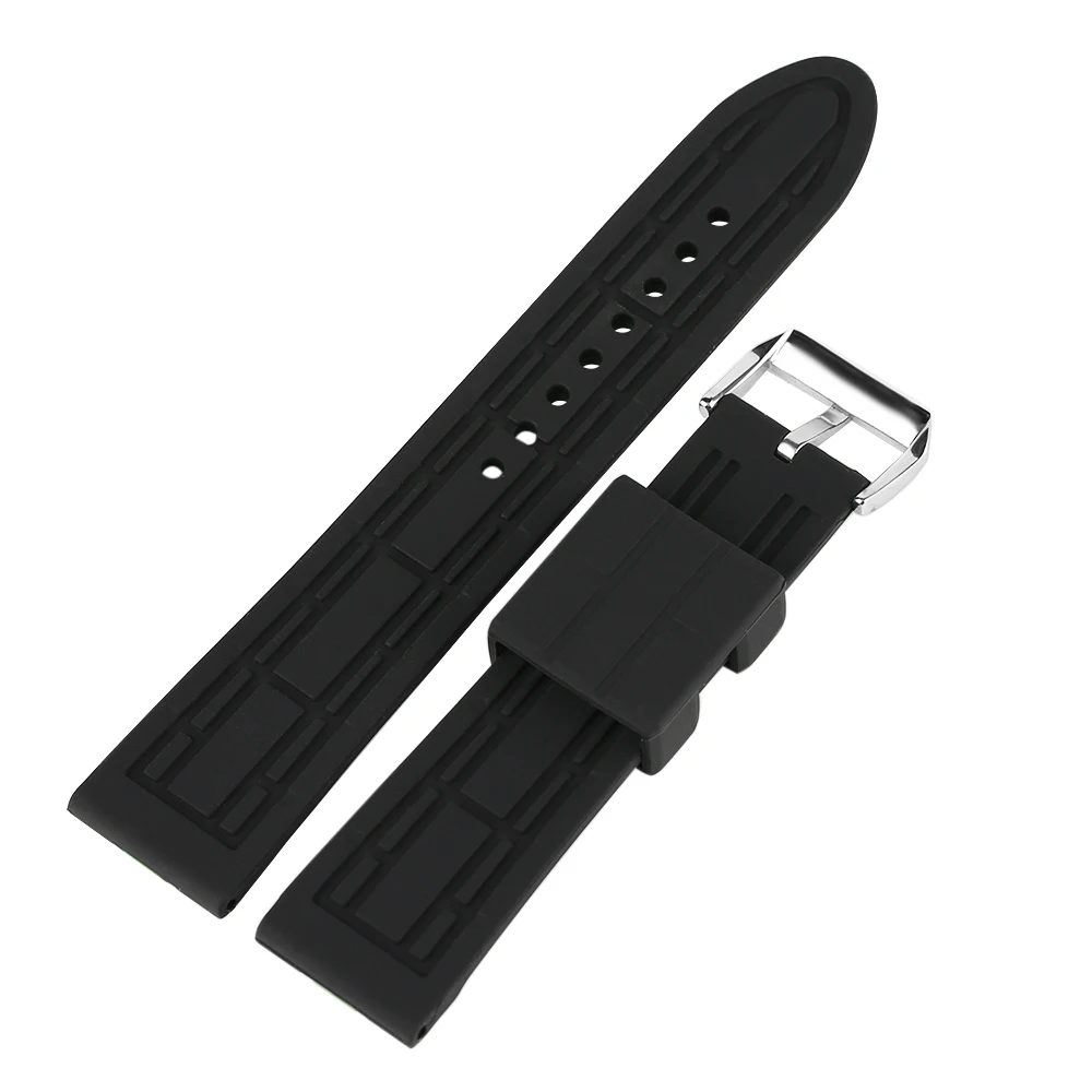 HQ Replacement Unisex Red Black Stripe Rubber Watch Band Women Soft Silicone Pin Buckle Men Watch Bands New With Tags Gift (5)