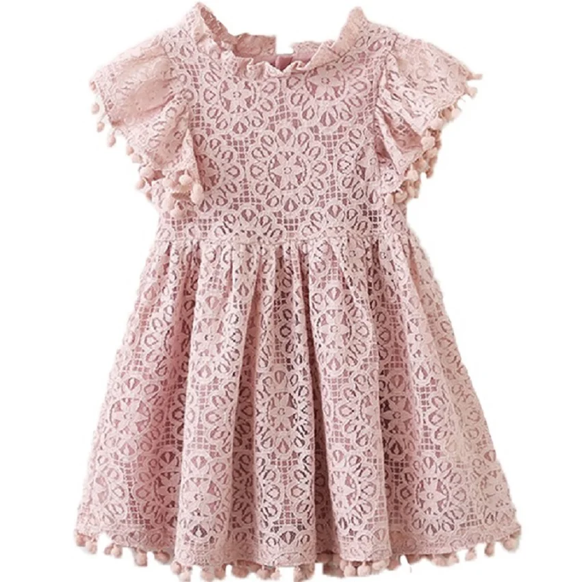 Baby-Girls-Summer-Lace-Princess-Party-Dresses-Children-Kids-Pink-White-Flower-Dress-With-Bow-For