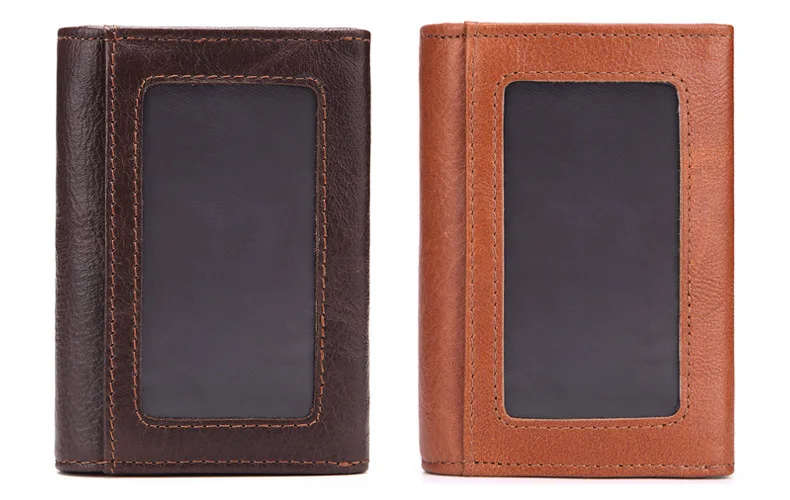 Мужские винтажные Мини-кошельки из натуральной кожи с застежкой, кожаный короткий Мужской кошелек, кредитный держатель для карт, маленький кошелек для монет J50