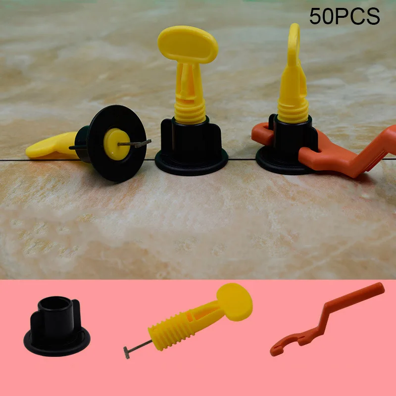 

50pcs Flat Ceramic Leveler Floor Wall Construction Tools Reusable Tile Leveling System Kits ALI88