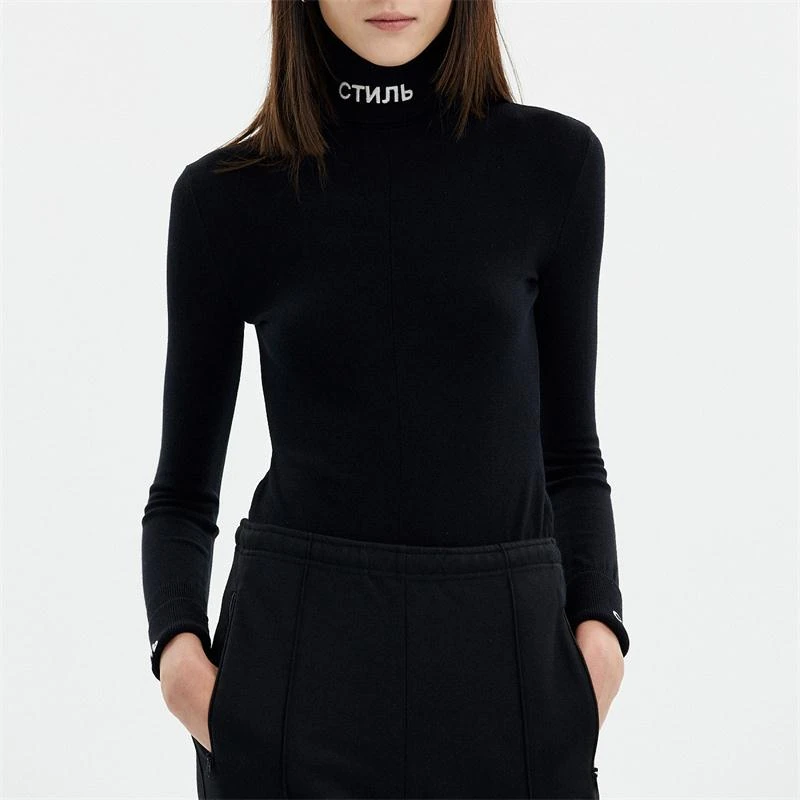 black bodysuit InstaHot, хлопок, водолазка, с буквенным принтом, боди, женские, Осенние, сексуальные, с длинным рукавом, комбинезоны, черные, облегающие топы, женские, одноцветные, стильные - Цвет: black bodysuit