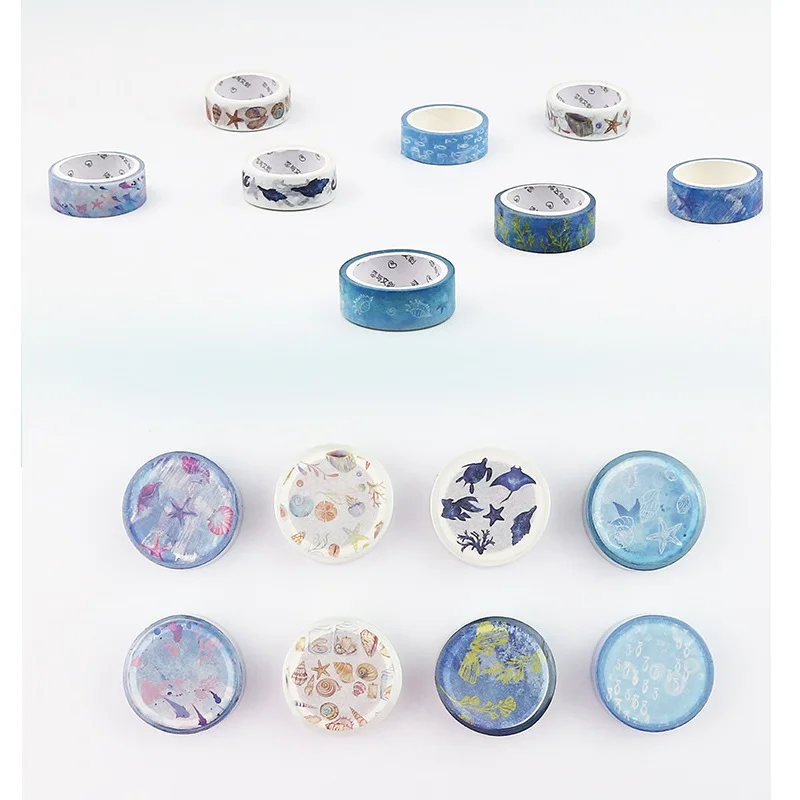 

32 pcs/Lot Blue color paper washi tapes Sea Fish Marine decoration masking tape stickers scrapbooking DIY Stationery items F018
