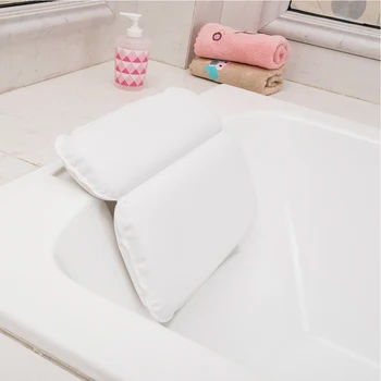 

1PC Bath Pillow with Strong Suction Cup PU Foam Sponge Bathtub Headrest Soft Bathroom Bath SPA Head Pillow Cushion