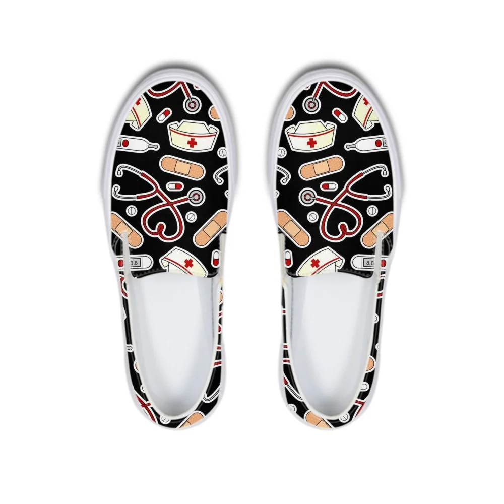 

VEEVAN Brand Design Women Shoes Fashion Graffiti Nurse Heart 3D Printing Flat Canvas Shoes Slip On Loafers Casual Shoes Ladies