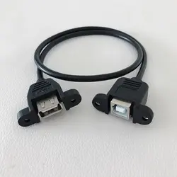 USB 2,0 Тип B к usb Тип Женский Для женщин кабель для передачи данных Панель Крепление с винтами черный 50 см