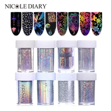 4*100 см Голографическая фольга для ногтей, лазерная Роза, панда, Бабочка, Одуванчик, Рождественская переводная наклейка для ногтей, УФ-Гель-лак