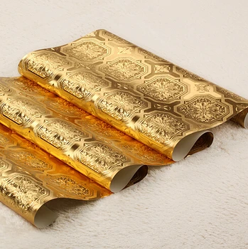 

High quality brand wall Paper European luxury mosaic gold foil wallpaper For Walls Ceiling living room TV background wallpaper