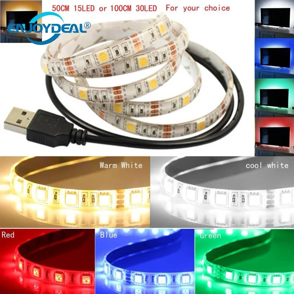 

Светодиодная ленсветильник с питанием от USB, 5 В, 50 см, 1 м