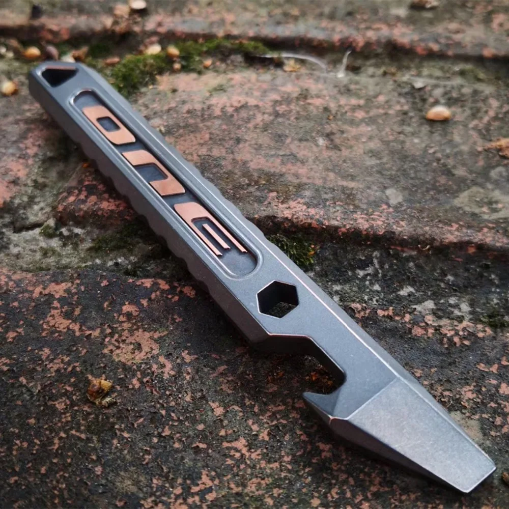 

New Titanium EDC Multi Tool Prybar Bottle Opener Screwdriver Keychain Tools Outdoor Gear