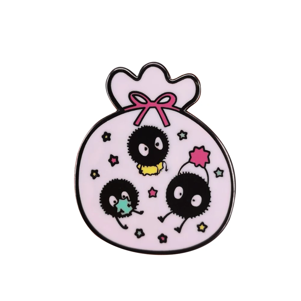 Эмалированная брошь значок Spirited Away soot sprite|Булавки и значки| |