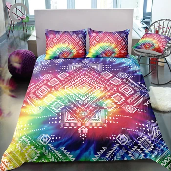 

Bomcom 3D Bedding set Tie Dye Aztec Art Painting Navajo Pattern Bohemian Desert Tribal Duvet cover set 100% Microfiber