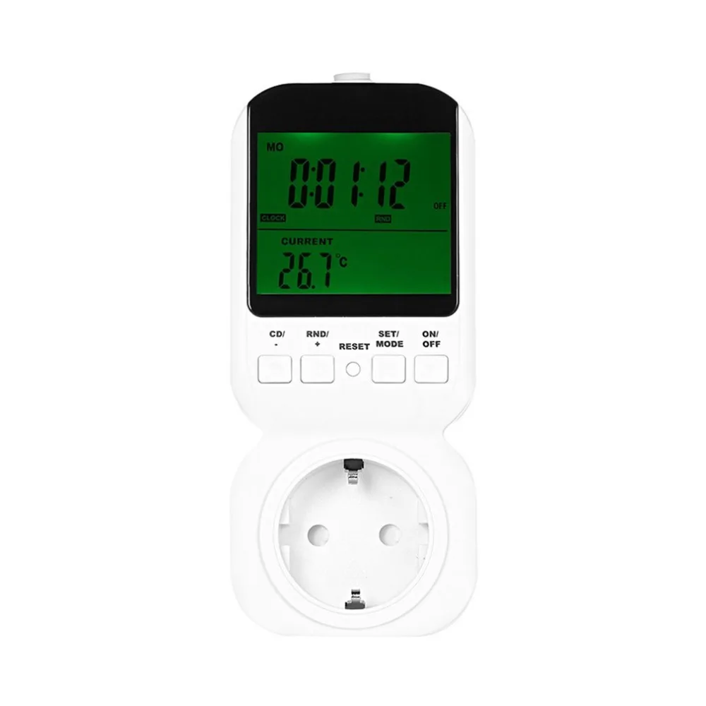 

TS-4000 Multi-functional Timer Switch Socket LCD Display Power Meter Wattmeter Energy Meter Sensor Probe Adjustable 12/24 Hour