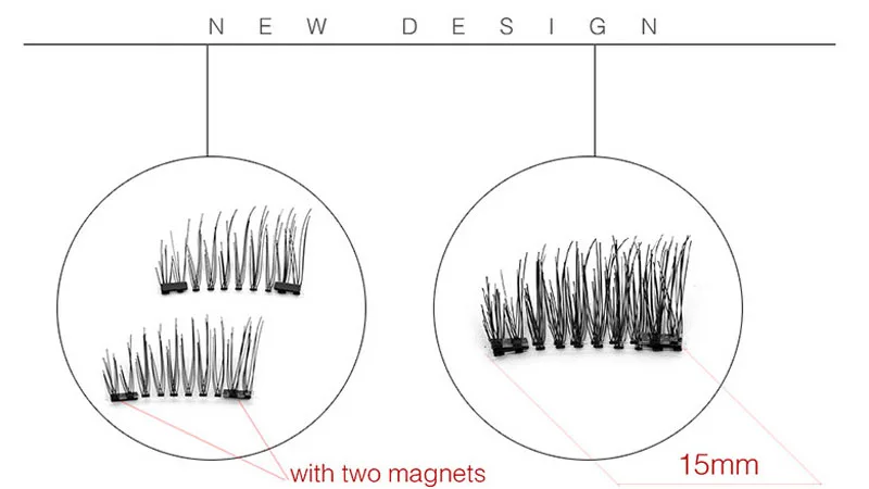 Двойной магнит Горячая Ультратонкий 0.2 мм Магнитная ресницы 3D Многоразовые Накладные Магнит ресницы расширение Поддельные ресницы
