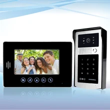 Wired 7 ”color de vídeo puerta teléfono sistema de intercomunicación 1 monitor + 1 cámara con contraseña de acceso RFID panel para apartamento Envío gratis