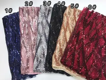 

Beautiful Design Sequined Embroidered Mesh Lace Fabric For Women Party Dress / multi-color African Sequins Lace Material FFY6-27