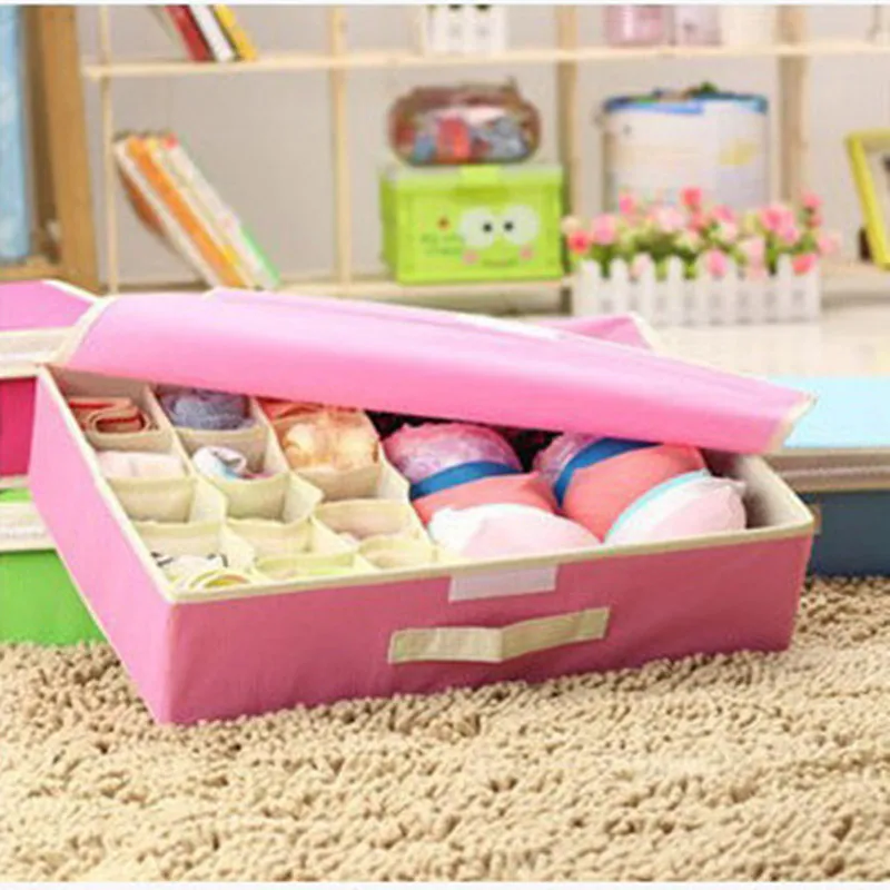 

2019 New Underwear Socks Organizer Bras Storage Box Non-woven Finishing Box With Covered Multifunction Clothes Storage Container