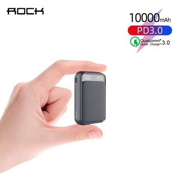 

ROCK 10000mAh Mini Power Bank LED Display QC3.0 Fast Charging PD Quick Charge Powerbank External Battery Poverbank for Type C AG