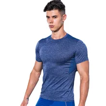 Спортивная футболка мужская эластичный с коротким рукавом быстросохнущая компрессионная Футболка Базовый слой рубашка Для Бега Спортзала Одежда Фитнес Спортивная одежда