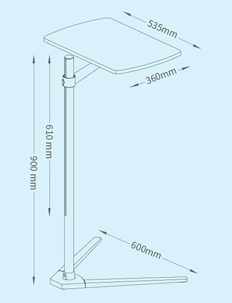 Suporte de Assoalho Mesa para Tablet Mesa de Chá Up-8t de Alumínio Móvel Polegada Portátil Altura Ajustável Cabeceira Lapdesk Sofá Computador 7-20 - Imagem 4