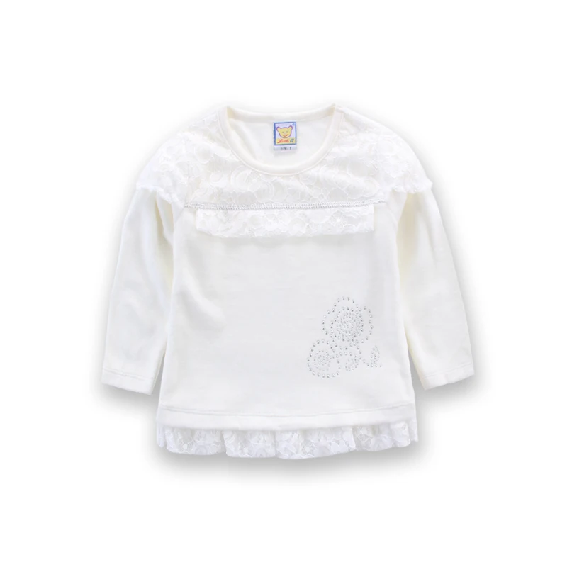 Spring and Autumn Velour Long Sleeve Shirts Girls Lace 3 pcs/lot Blouse Little Q Baby Clothes kids Clothing