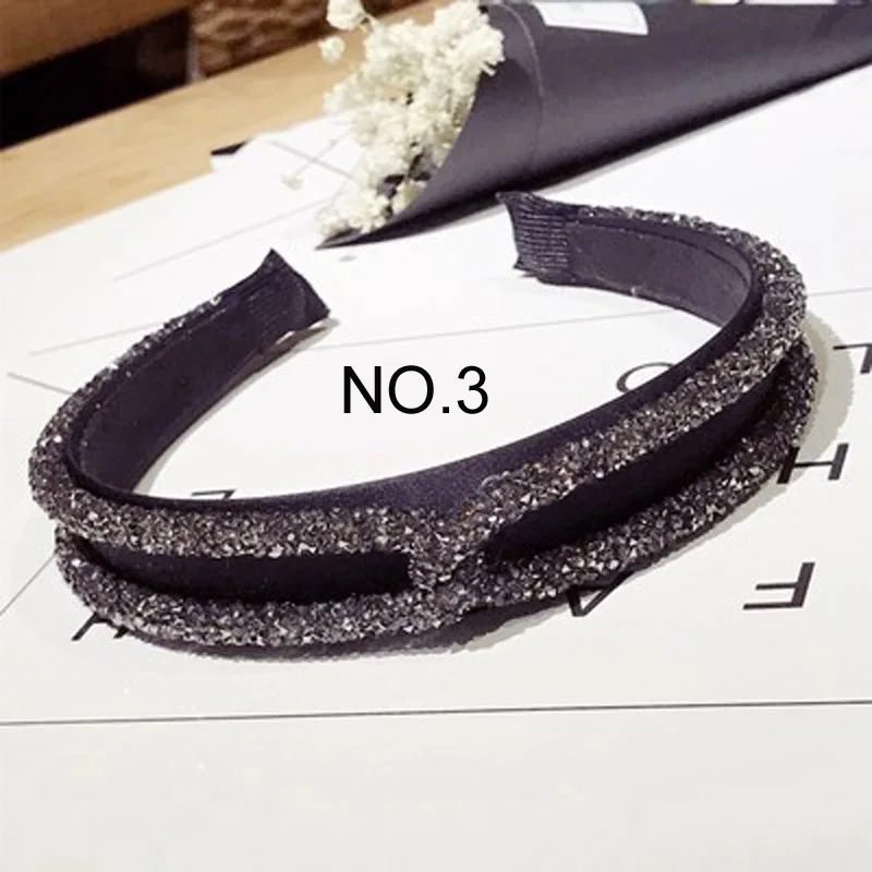 New Fashion Rhinestone Crystal Cross Hair Bands Unique Design Wide Hairband Headbands for Women Girl Shiny Hoop Hair Accessories - Цвет: NO.3