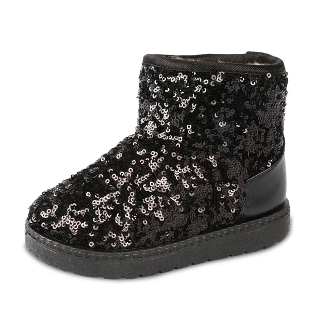 Winter warm velvet sequin bling glitter baby girls snow boots unisex ...